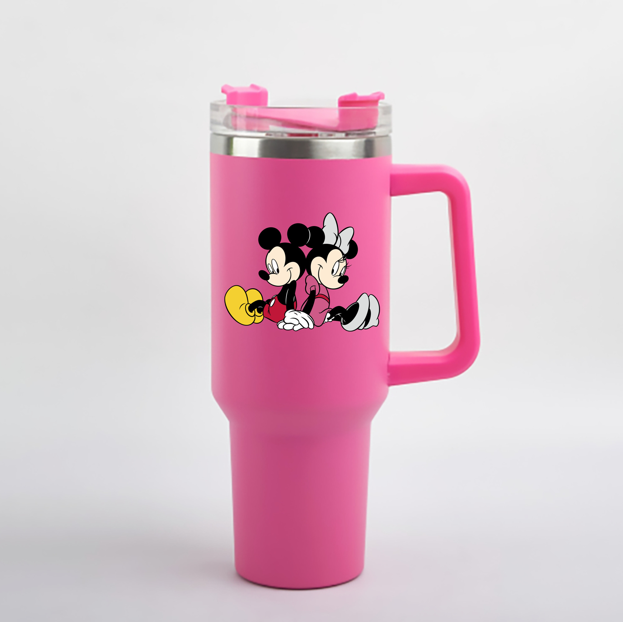 （画像用） ミッキーマウス Mickey Mouse 1200mL車用タンブラー - クリスタルステッカー（プラスチックストロー付き）